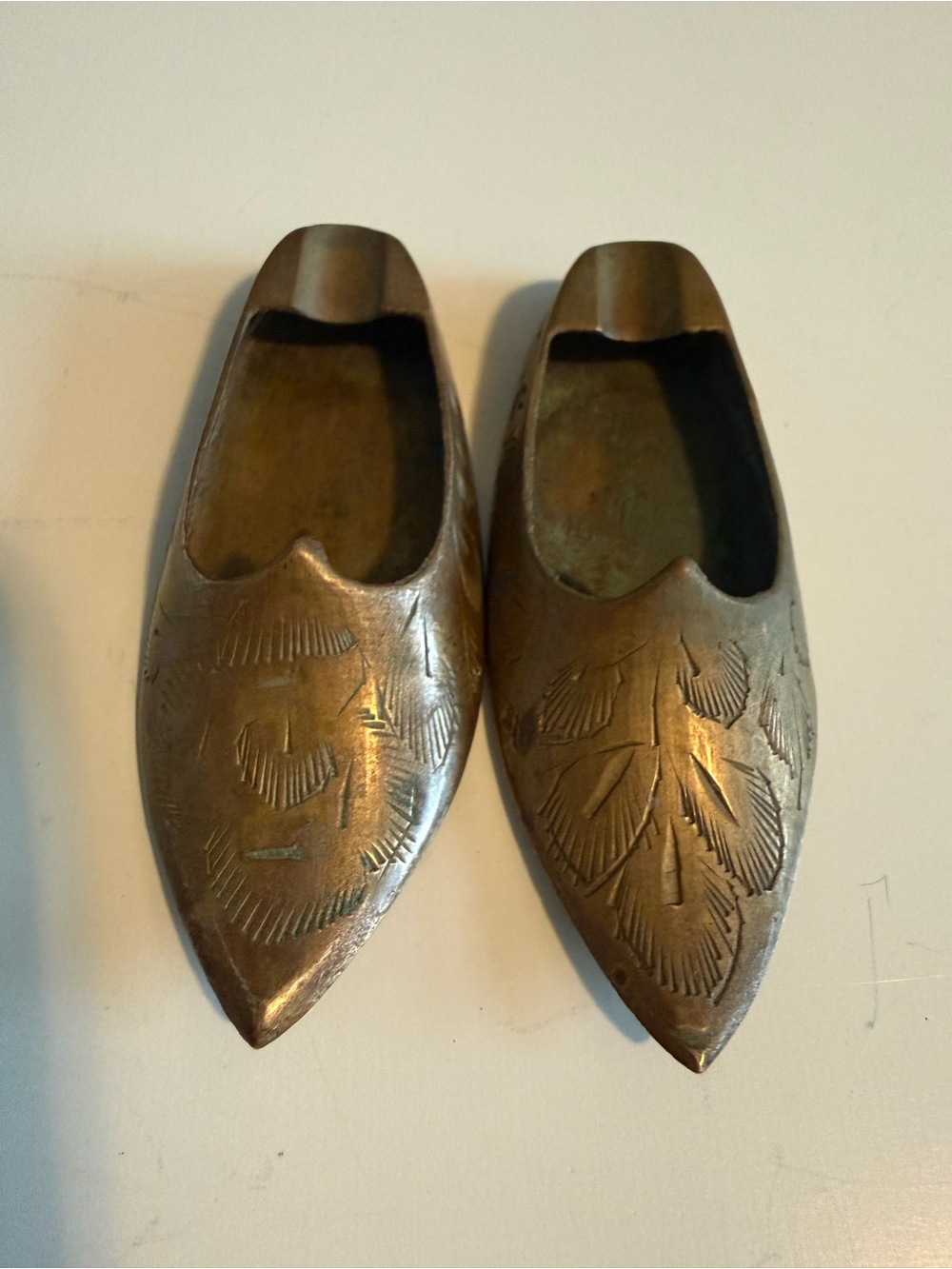 Vintage Brass 1970’s Aladdin Shoe Pair Ashtray Incense Burners
